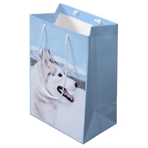 Siberian Husky Silver and White Painting Dog Art Medium Gift Bag