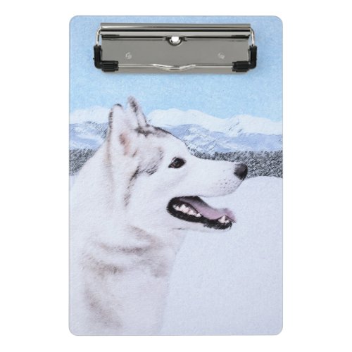 Siberian Husky Silver and White Painting Dog Art Mini Clipboard