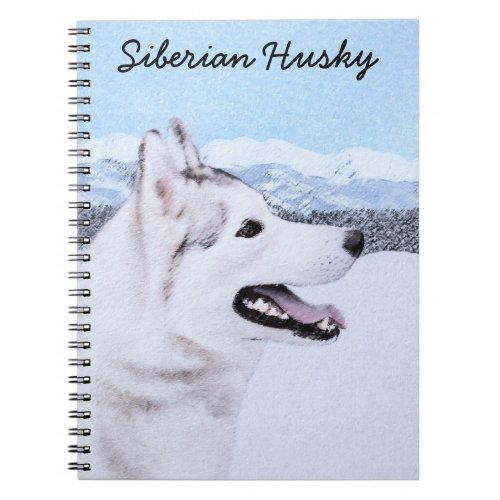 Siberian Husky Silver and White Painting Dog Art Notebook