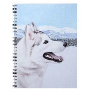Siberian Husky (Silver and White) Painting Dog Art Notebook