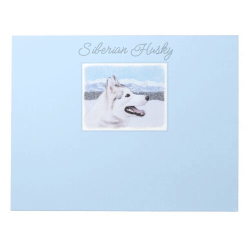 Siberian Husky Silver and White Painting Dog Art Notepad