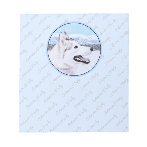 Siberian Husky Silver and White Painting Dog Art Notepad