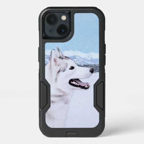 Siberian Husky Silver and White Painting Dog Art iPhone 13 Case