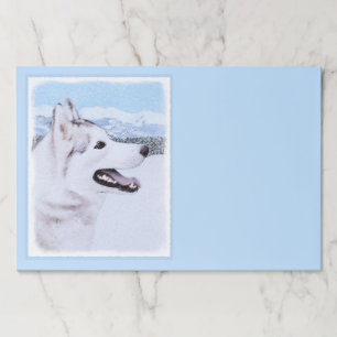 Siberian Husky (Silver and White) Painting Dog Art Paper Pad