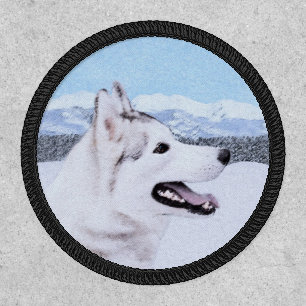 Siberian Husky (Silver and White) Painting Dog Art Patch