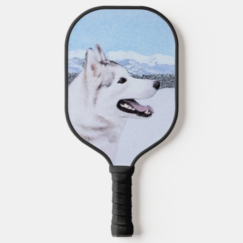 Siberian Husky Silver and White Painting Dog Art Pickleball Paddle