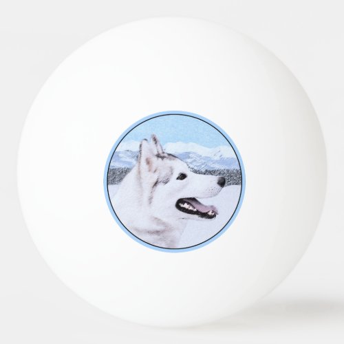 Siberian Husky Silver and White Painting Dog Art Ping Pong Ball