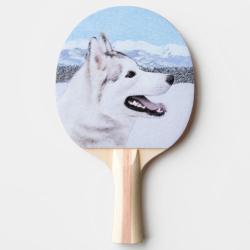 Siberian Husky Silver and White Painting Dog Art Ping Pong Paddle