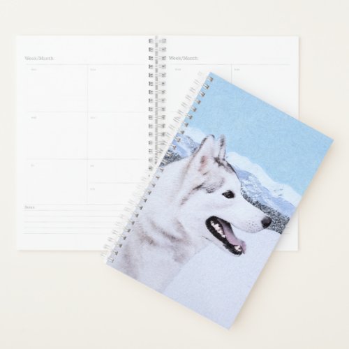 Siberian Husky Silver and White Painting Dog Art Planner