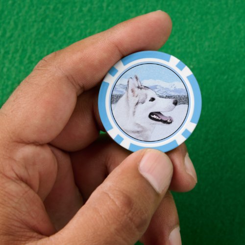 Siberian Husky Silver and White Painting Dog Art Poker Chips