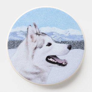 Siberian Husky (Silver and White) Painting Dog Art PopSocket