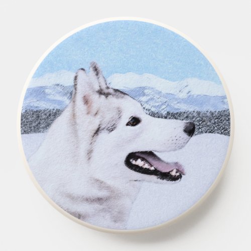 Siberian Husky Silver and White Painting Dog Art PopSocket