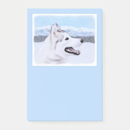Siberian Husky Silver and White Painting Dog Art Post_it Notes