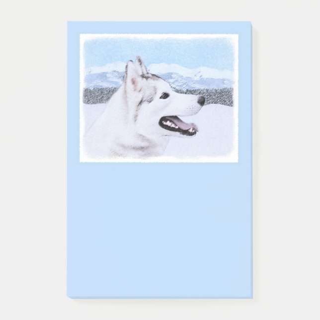 Siberian Husky (Silver and White) Painting Dog Art Post-it Notes (Front)