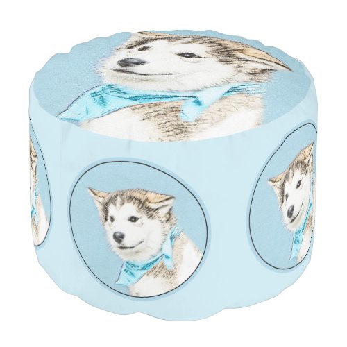 Siberian Husky Silver and White Painting Dog Art Pouf