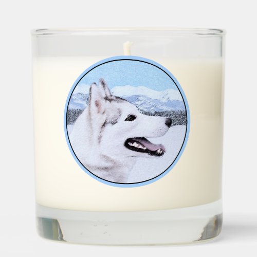 Siberian Husky Silver and White Painting Dog Art Scented Candle