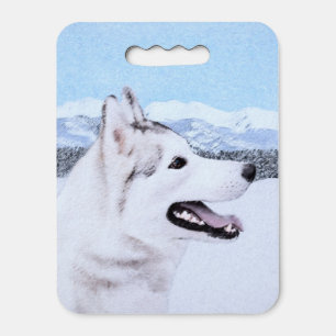 Siberian Husky (Silver and White) Painting Dog Art Seat Cushion