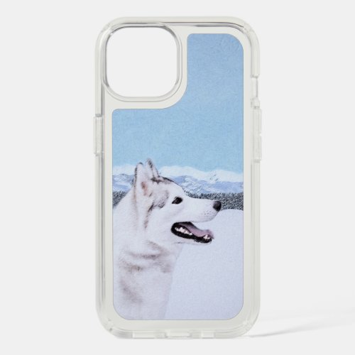 Siberian Husky Silver and White Painting Dog Art iPhone 15 Case