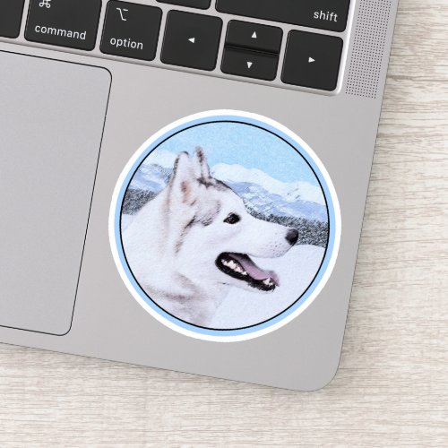 Siberian Husky Silver and White Painting Dog Art Sticker