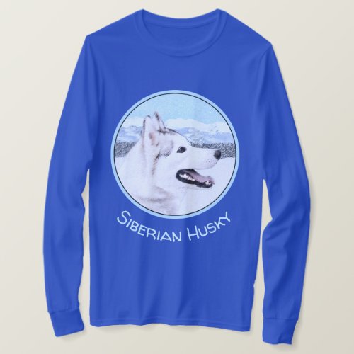 Siberian Husky Silver and White Painting Dog Art T_Shirt