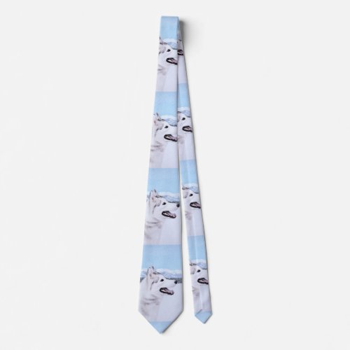 Siberian Husky Silver and White Painting Dog Art Tie