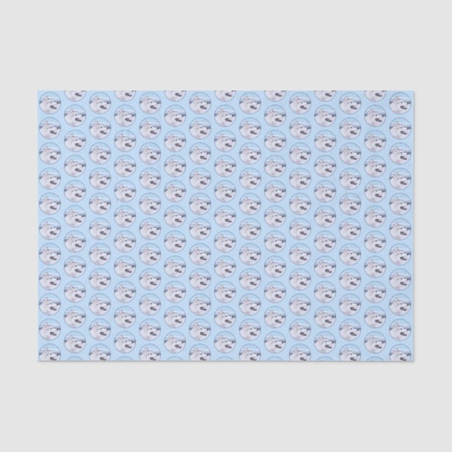 Siberian Husky (Silver and White) Painting Dog Art Tissue Paper (Front)