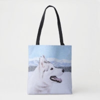 Siberian Husky (Silver and White) Painting Dog Art