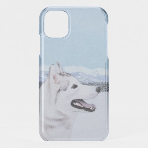 Siberian Husky Silver and White Painting Dog Art iPhone 11 Case