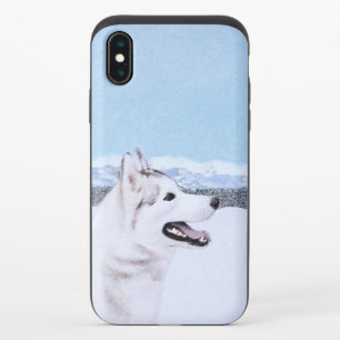 Siberian Husky (Silver and White) Painting Dog Art iPhone X Slider Case