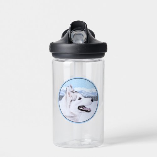 Siberian Husky Silver and White Painting Dog Art Water Bottle