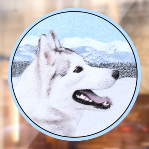 Siberian Husky Silver and White Painting Dog Art Window Cling