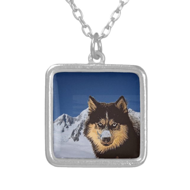Siberian Husky Silver Plated Necklace (Front)
