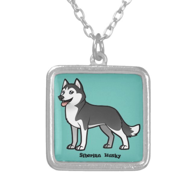 Siberian Husky Silver Plated Necklace (Front)
