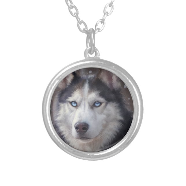 Siberian Husky Silver Plated Necklace (Front)