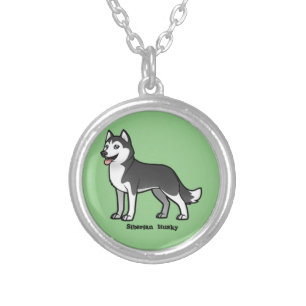 Siberian Husky Silver Plated Necklace
