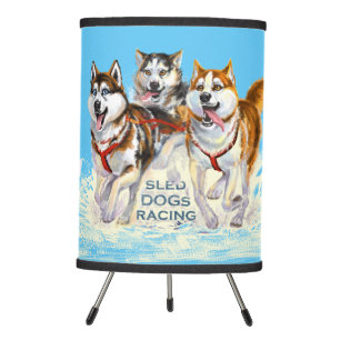 siberian husky sled dogs tripod lamp