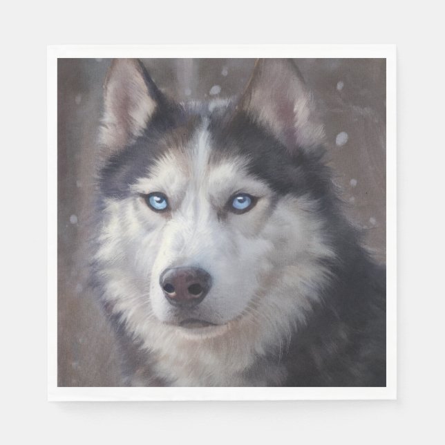 Siberian Husky Snow Napkins (Front)
