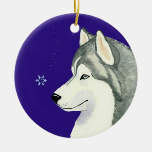 Siberian Husky Snowflake Ornament