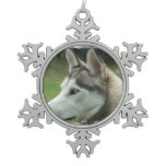 Siberian Husky Snowflake Pewter Christmas Ornament