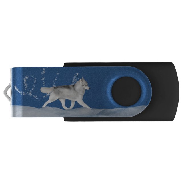 Siberian Husky Snowflake USB Flash Drive (Back)