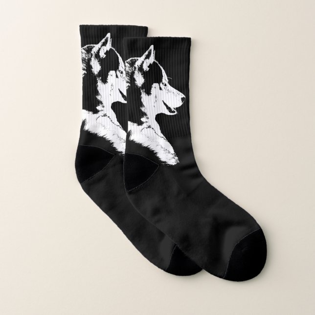 Siberian Husky Socks Husky Pup  Socks Customize (Pair)