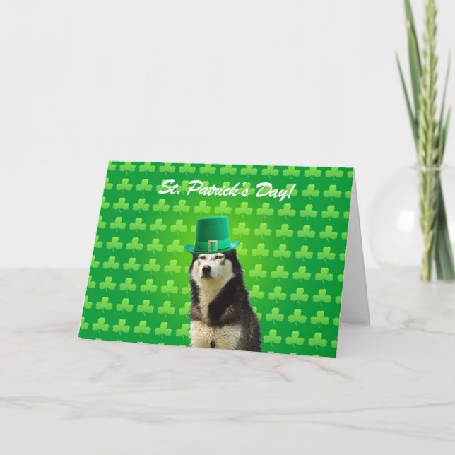 Siberian Husky St Patricks Day Clove Greeting Card (Front)