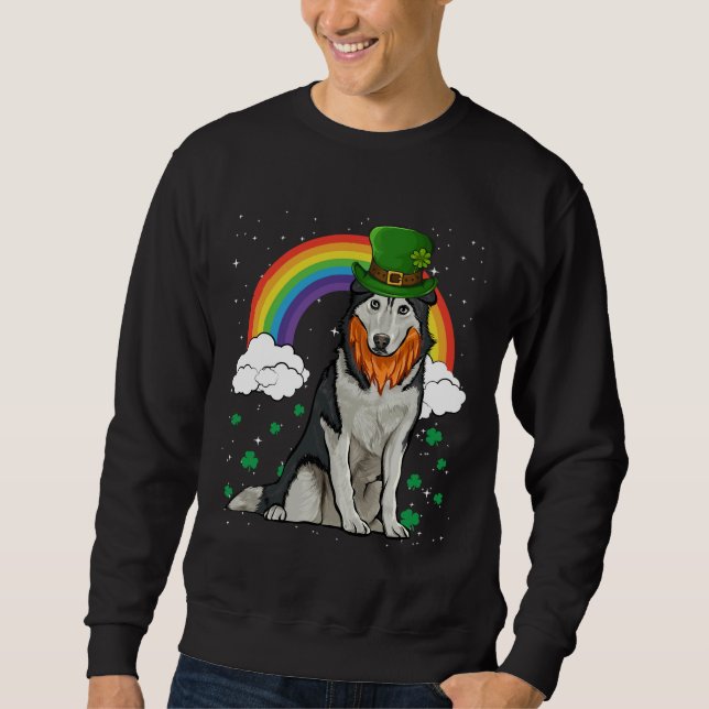 Siberian Husky St Patricks Day Leprechaun Sweatshirt (Front)