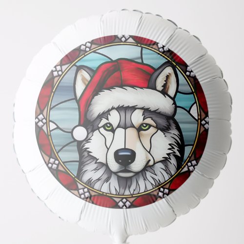 Siberian Husky Stained Glass Christmas Balloon