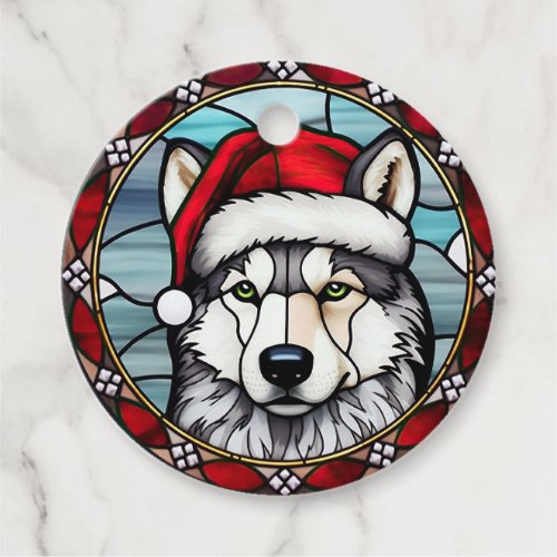 Siberian Husky Stained Glass Christmas Favor Tags