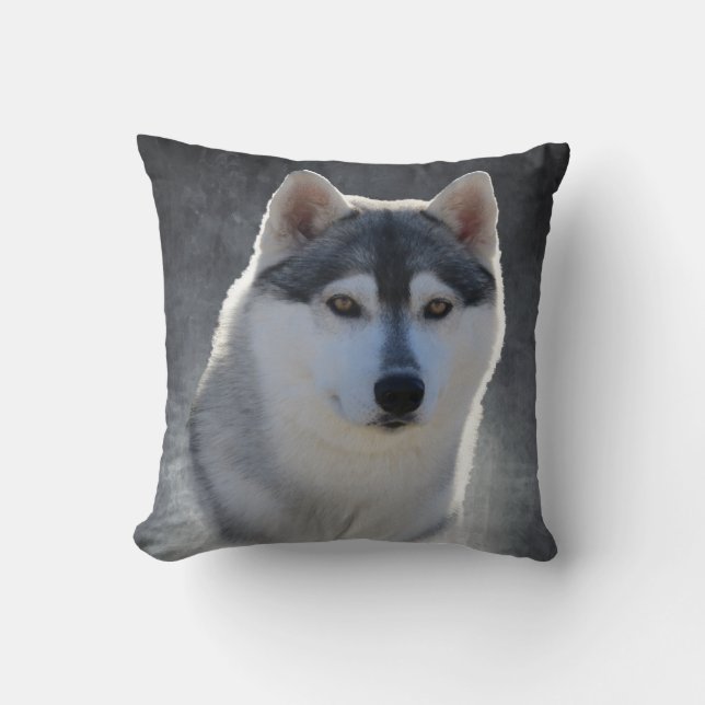 Siberian Husky Throw Pillow (Front)