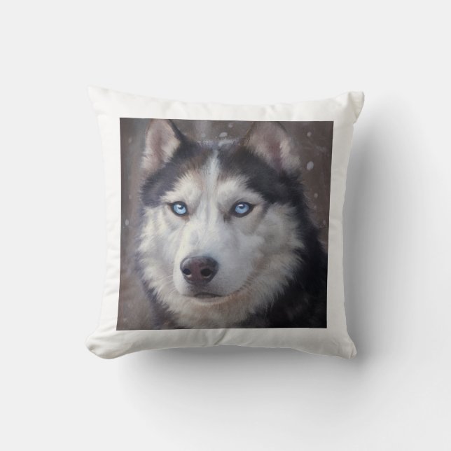 Siberian Husky Throw Pillow (Front)
