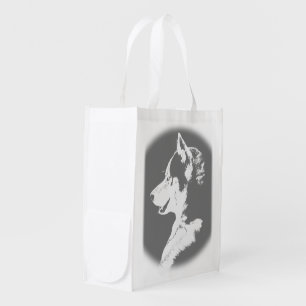 Siberian Husky Tote Bag Cross Wolf Shopping Bags