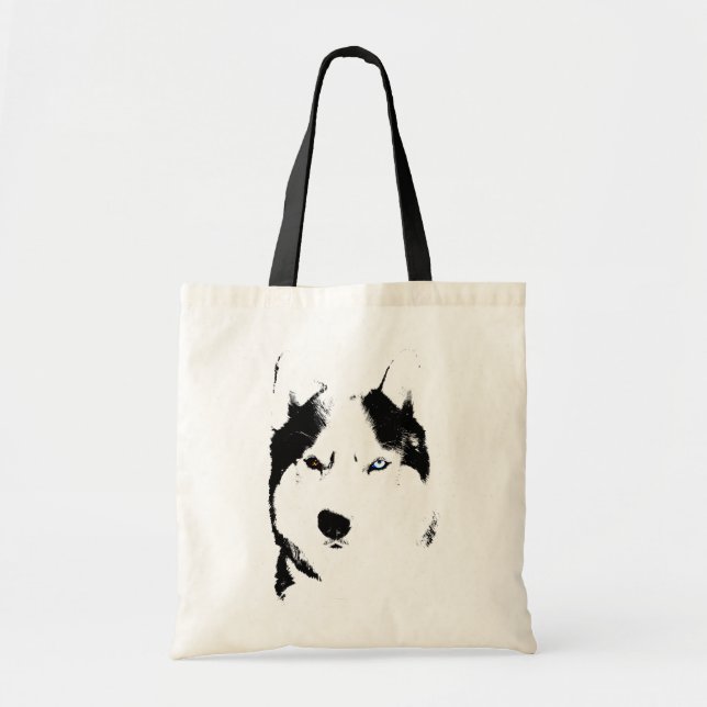 Siberian Husky Tote Bag Husky Malamute Beach Bags (Front)