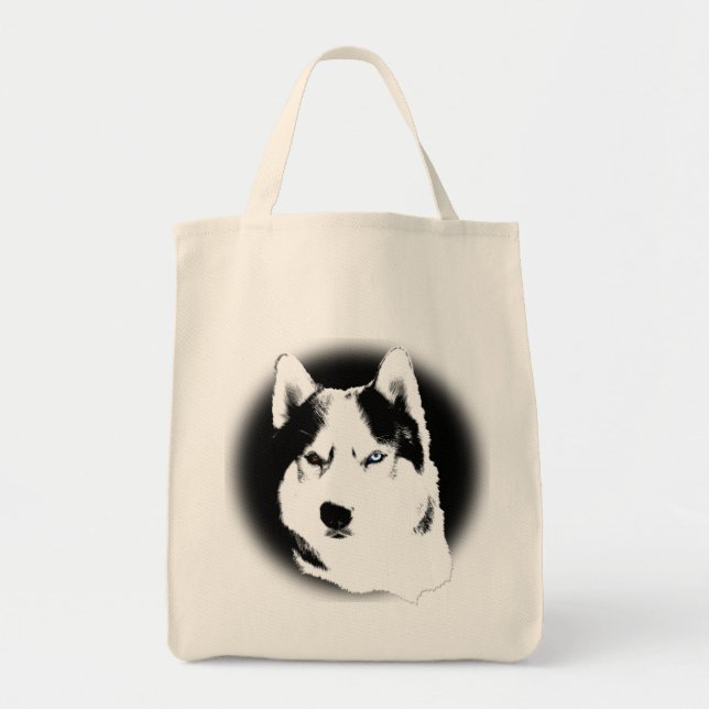 Siberian Husky Tote Bag Husky Malamute Beach Bags (Front)